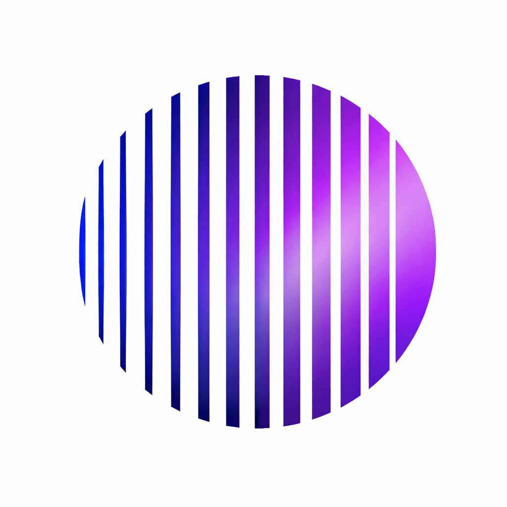 Gráfico circular en degradado azul y morado que representa marketing intelligence y análisis estratégico basado en datos.