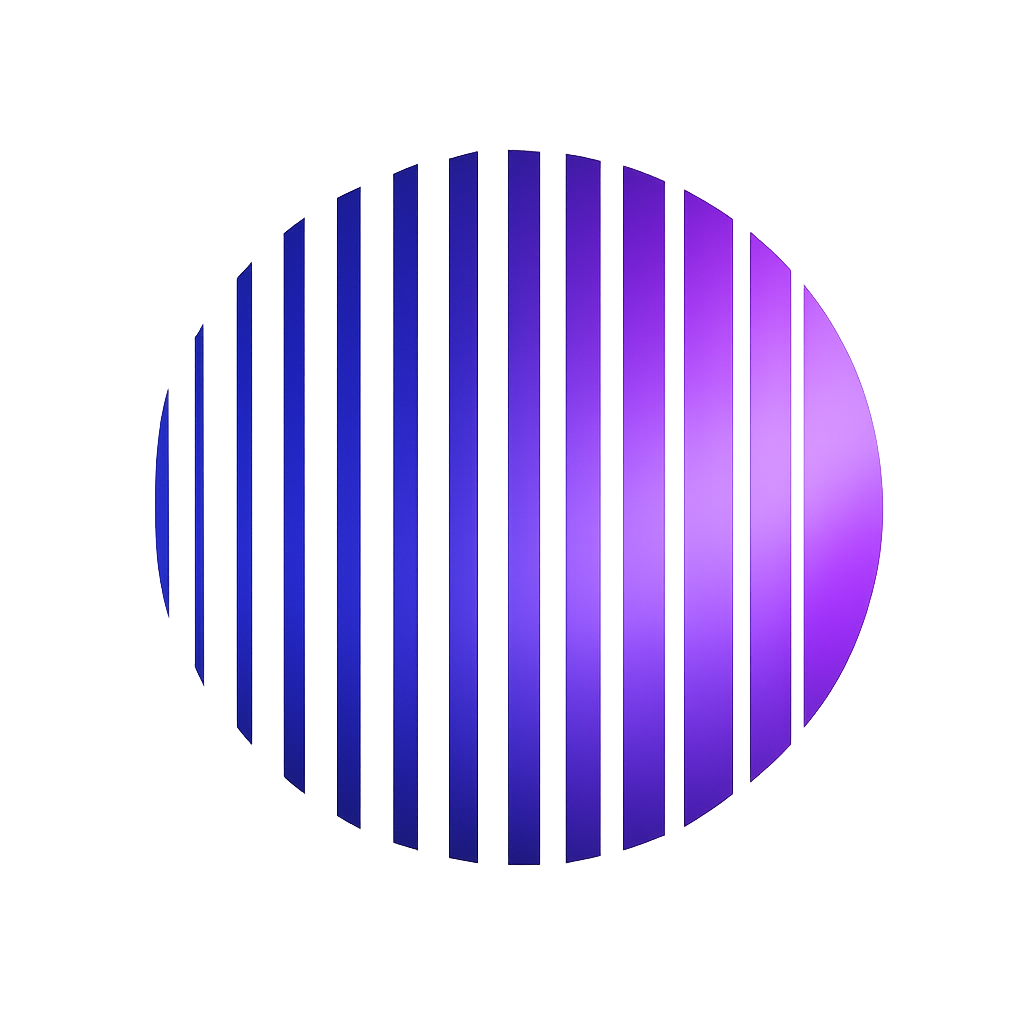 Gráfico circular en degradado azul y morado que representa marketing intelligence y análisis estratégico basado en datos.